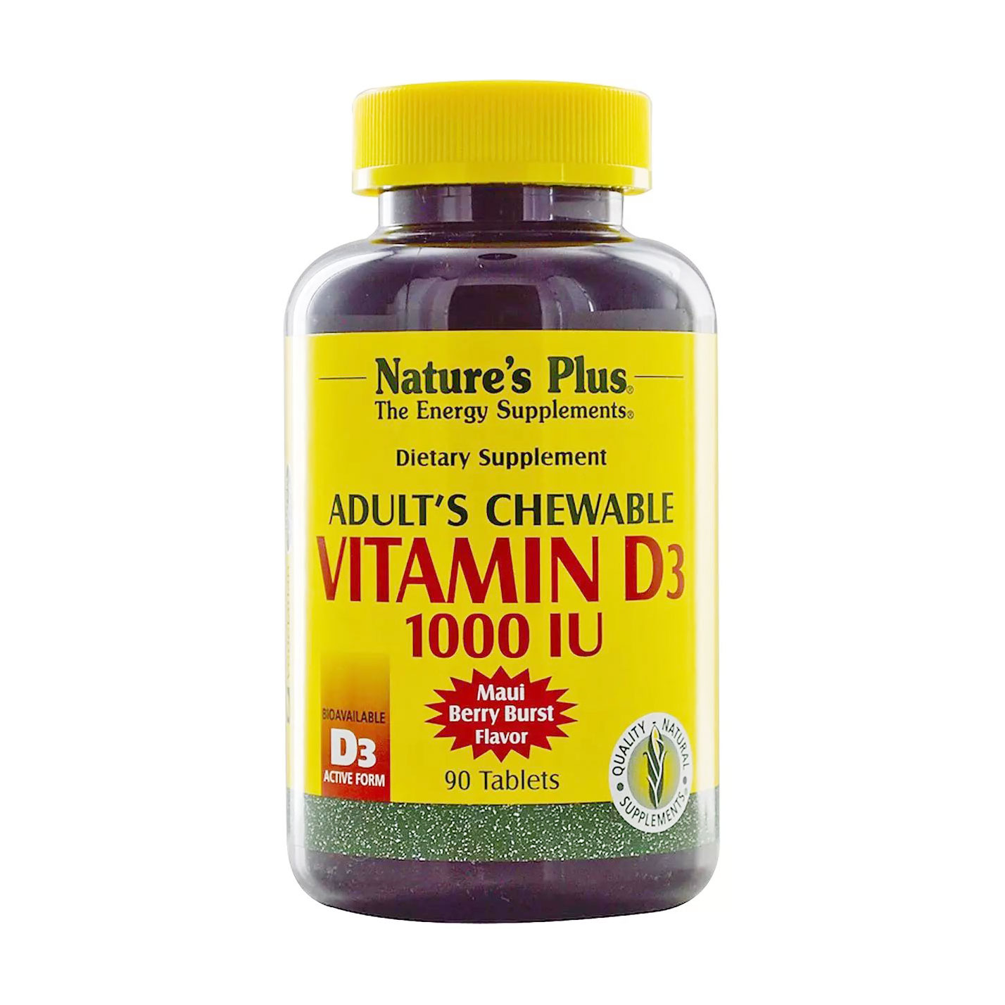 Вітамін Д3 NaturesPlus Adult's Chewable Vitamina D3 1000 МО зі смаком ягід, 90 жувальних таблеток